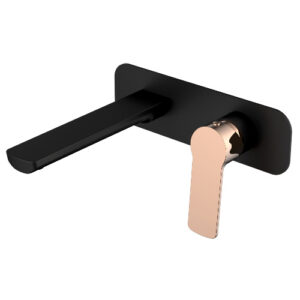 Akemi Wall Basin/Bath Mixer Matte Black & Rose Gold