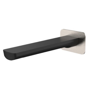Akemi 180mm Bath Spout Square Plate Black & Brushed Nickel