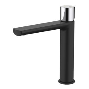 Finesa Mid Rise Vessel Mixer Matte Black & Chrome
