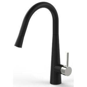 Sonix Pullout Sink Mixer Matte Black & Brushed Nickel