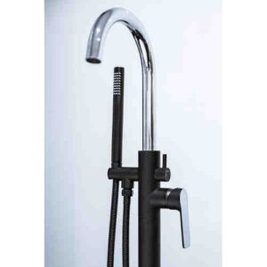 Akemi Matte Black & Chrome Bath Filler W/Handshower