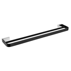 Inis 600mm Double Towel Rail Black & Chrome