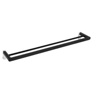 Akemi Double Towel Rail 600mm Black & Chrome