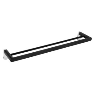 Akemi Double Towel Rail 800mm Black & Chrome