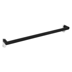 Akemi Single Towel Rail 600mm Black & Chrome