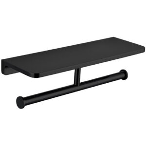 Inis Twin Toilet Roll Holder Shelf Matte Black