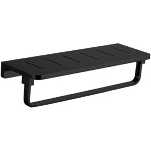 Inis Slotted Shelf With Towel Bar Matte Black
