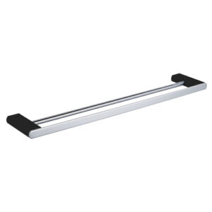 Zoya Double Towel Rail 600mm Chrome & Matte Black