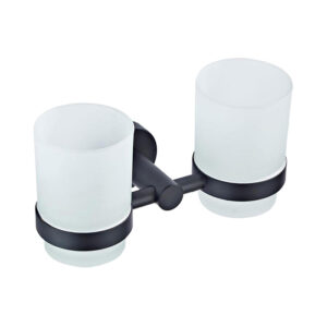 Latoro Matt Black Double Toothbrush Holder