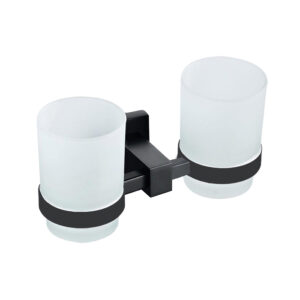 Romano Matt Black Double Toothbrush Holder