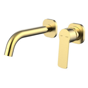 Cioso SQ Wall Basin Mixer W/Akemi Handle Modern Brass