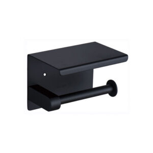 Supa Matt Black Toilet Roll Holder with Shelf