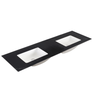 150cm Sintered Stone Vanity Top Shakespeare Black Double Bowl