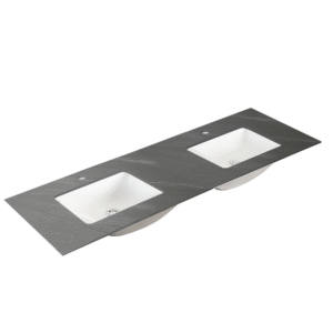 150cm Sintered Stone Vanity Top Shadow Grey Double Bowl