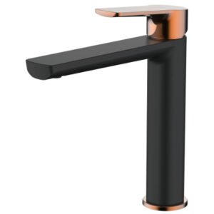 Akemi Mid Rise Vessel Mixer Matte Black & Rose Gold